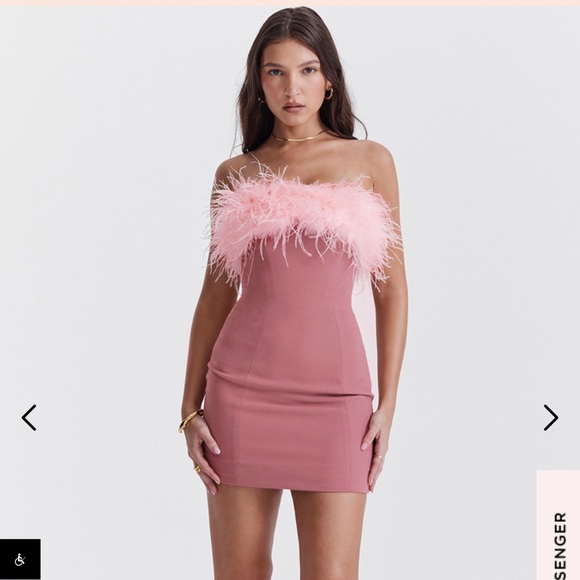 house of cb pink feather dress House Of Cb Dresses | House Of Cb 'Alexa' Warm Pink Mini Dress Size Small New | Color: Pink | Size: S
